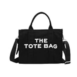 The Tote Bag Black Canvas Tote with Shoulder Strap